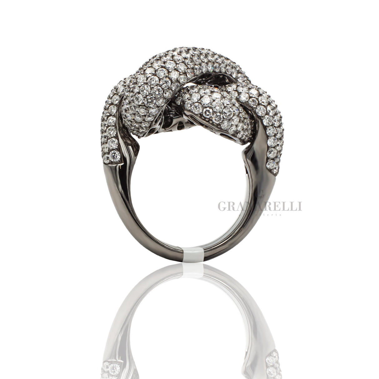 Anello intreccio con Diamanti in Oro Bianco brunito-Anelli-GRANARELLI-Gioielleria Granarelli