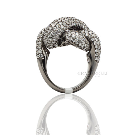 Anello intreccio con Diamanti in Oro Bianco brunito-Anelli-GRANARELLI-Gioielleria Granarelli