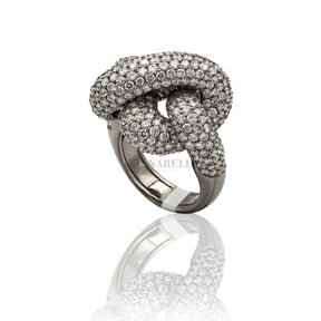 Anello intreccio con Diamanti in Oro Bianco brunito-Anelli-GRANARELLI-Gioielleria Granarelli