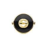 Anello Interlocking Oro Giallo, Onice e Diamante-Anelli-GUCCI-Gioielleria Granarelli