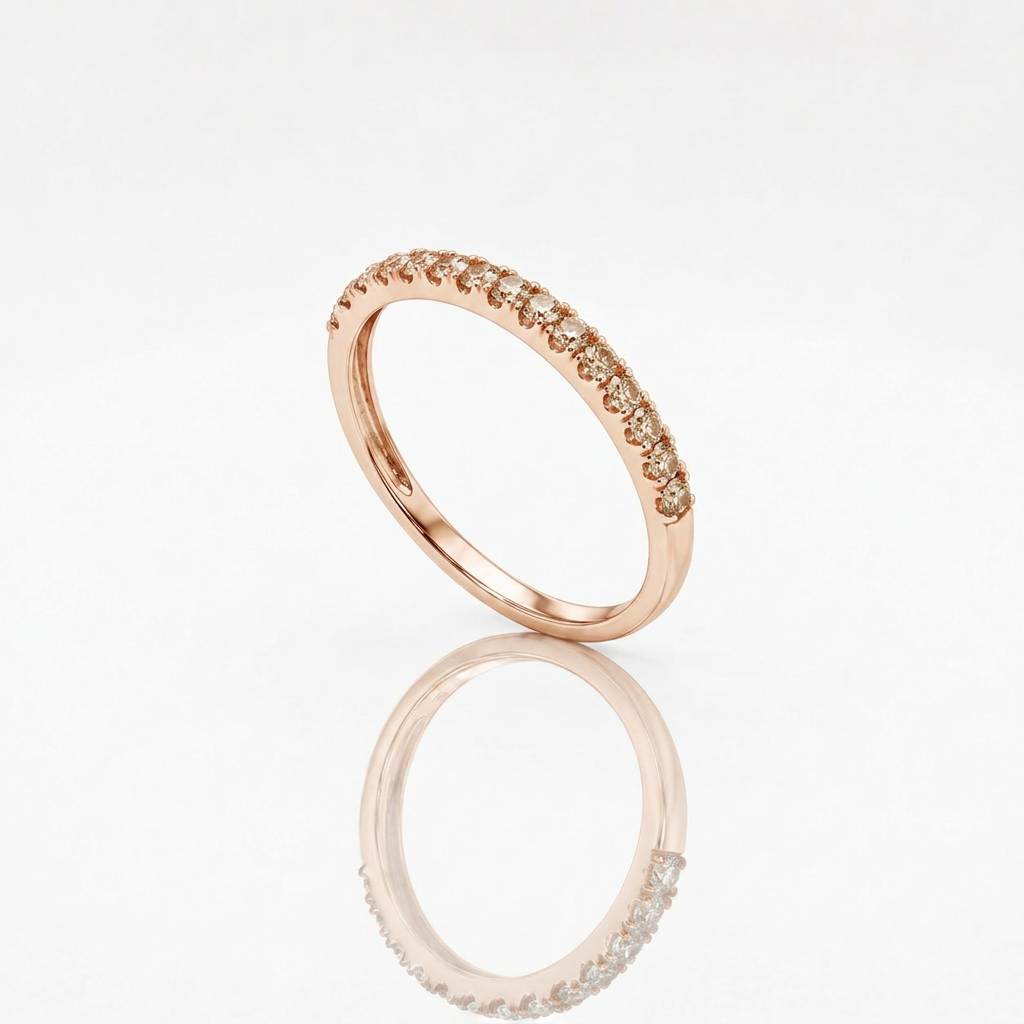 Anello Fedina Light in Oro Rosa e Diamanti Brown 0.28