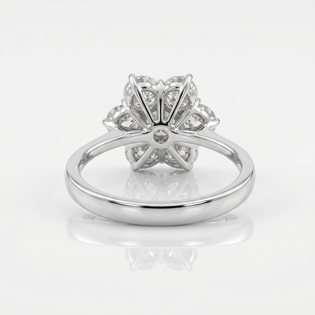 Anello Fiore in Oro Bianco 18kt con Diamanti Naturali 1,72ct