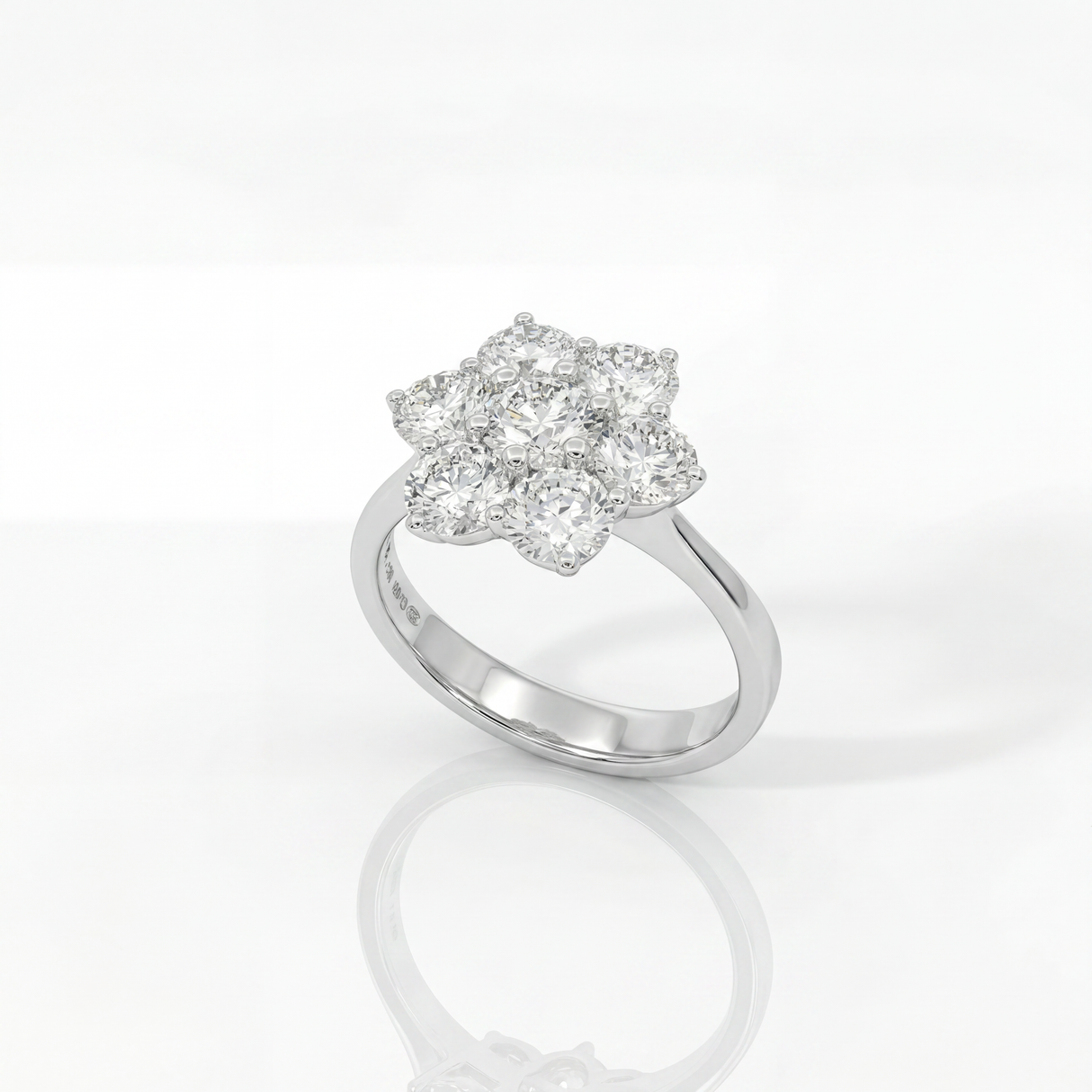 Anello Fiore in Oro Bianco 18kt con Diamanti Naturali 2,29ct