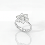 Anello Fiore in Oro Bianco 18kt con Diamanti Naturali 2,29ct