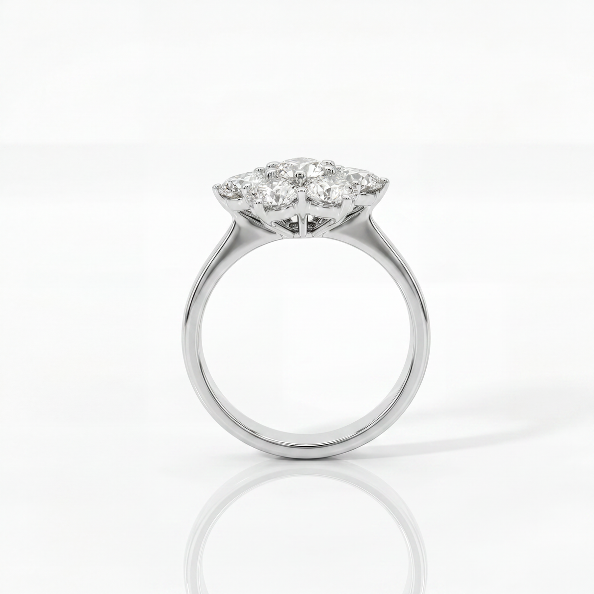 Anello Fiore in Oro Bianco 18kt con Diamanti Naturali 1,72ct