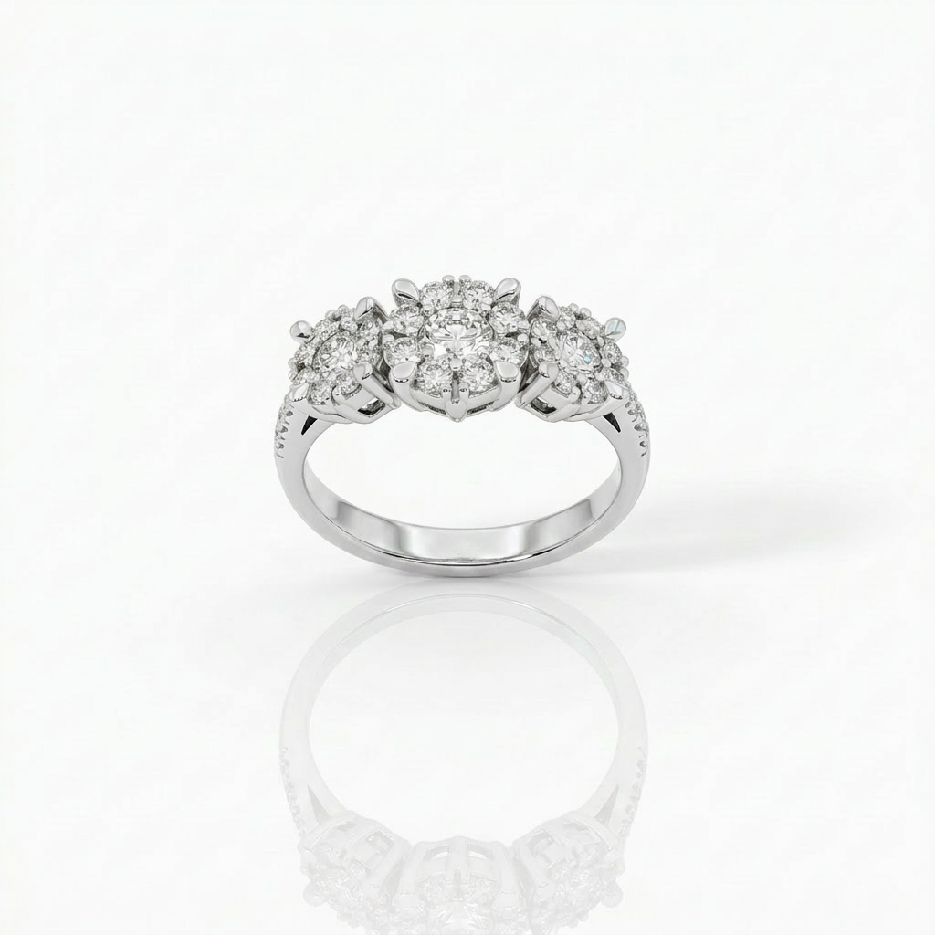 Anello Trilogy Illusione in Oro Bianco e Diamanti ct 0.85