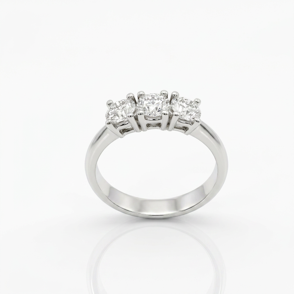 Anello Trilogy  Oro bianco 0,90ct certificate GIA