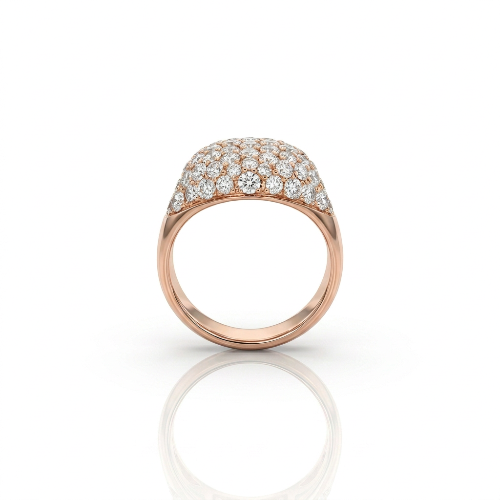 Ovaler Chevalier-Pavé-Ring mit Diamanten