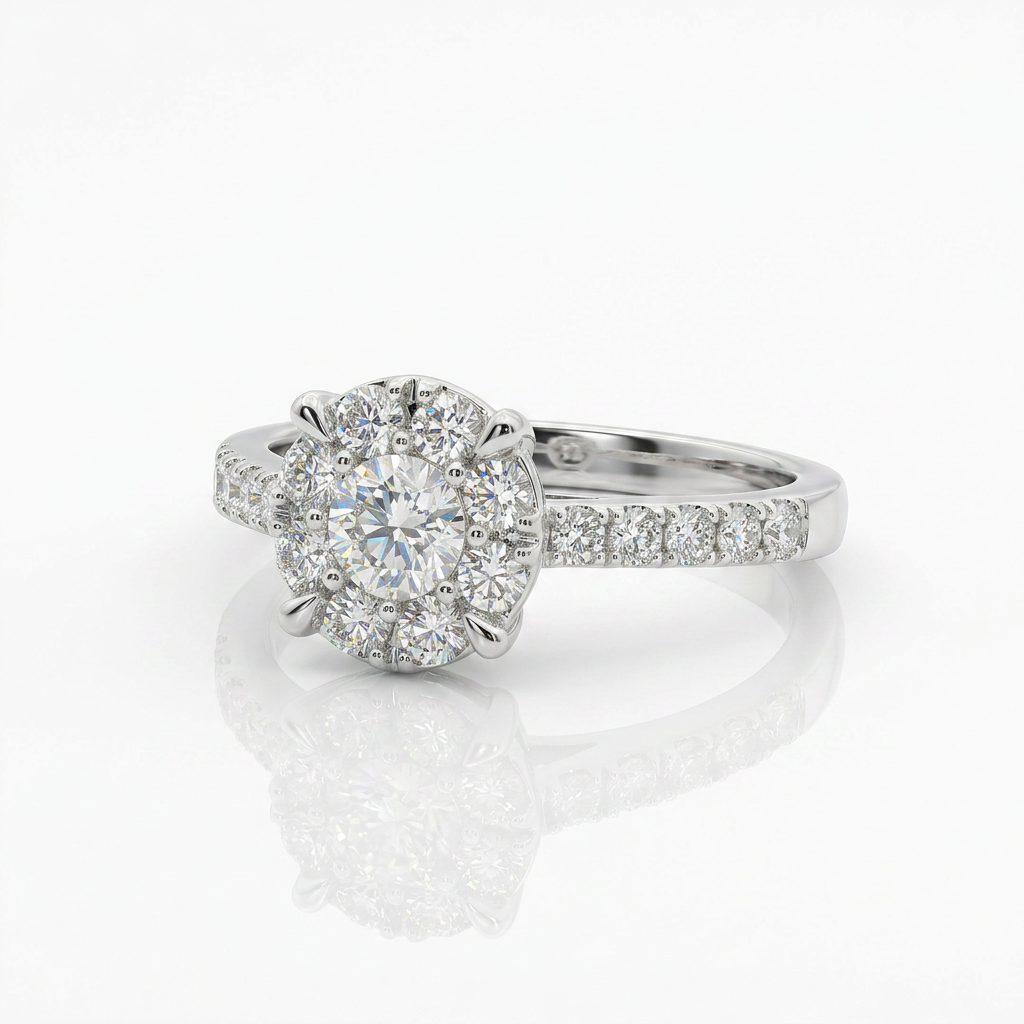 Anello illusione in oro bianco e Diamanti | Pietra Centrale 0,30ct