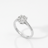 Anello illusione in oro bianco e Diamanti| Pietra Centrale 0,20ct