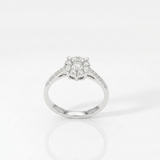 Anello illusione in oro bianco e Diamanti| Pietra Centrale 0,20ct
