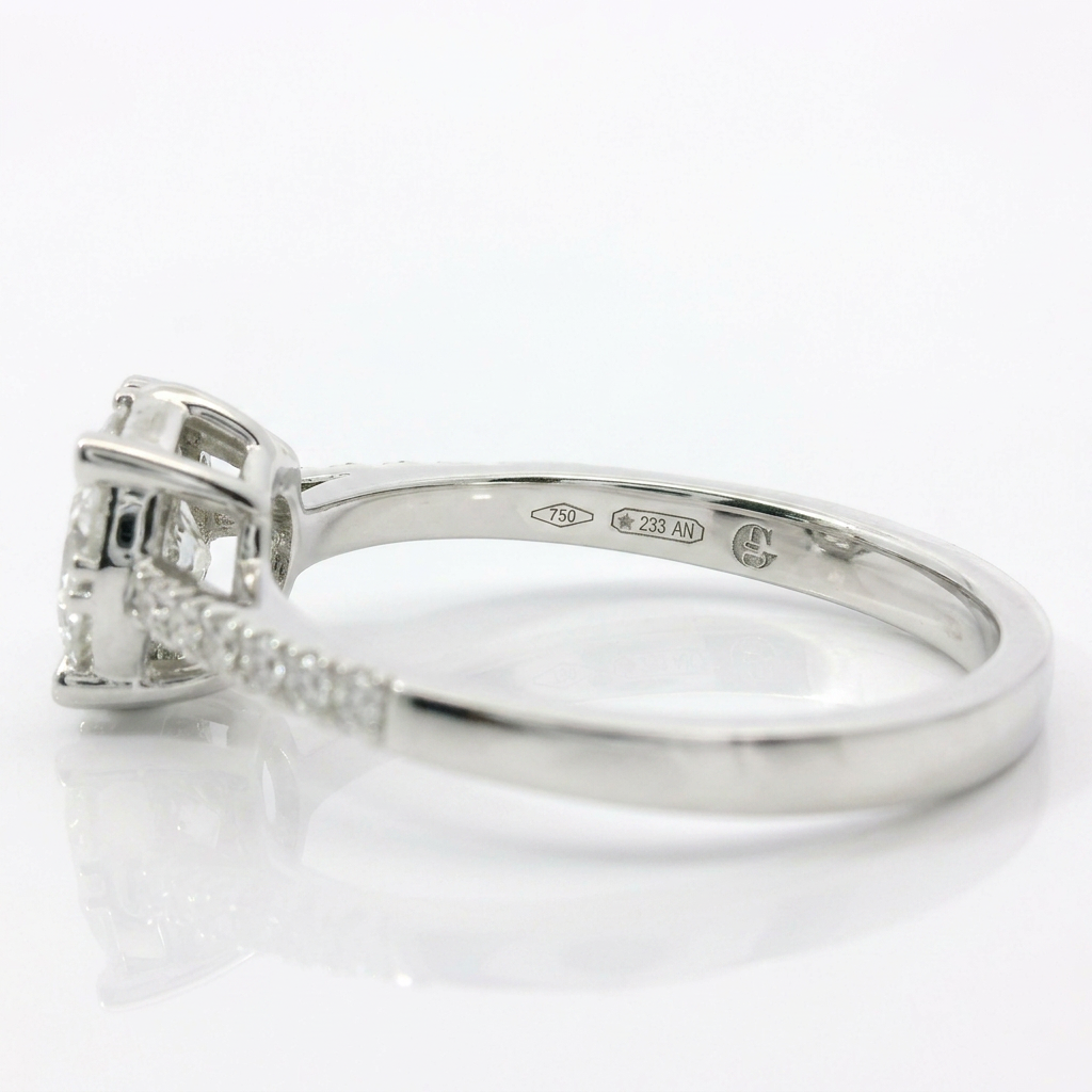 Anello illusione in oro bianco e Diamanti| Pietra Centrale 0,20ct