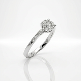 Anello illusione in oro bianco e Diamanti | Pietra Centrale 0,10ct