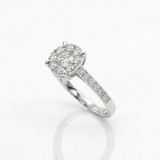 Anello illusione in oro bianco e Diamanti | Pietra Centrale 0,30ct