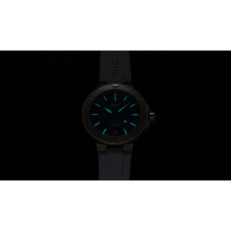 Aquis Date Blu Egeo Gomma-Orologi-ORIS-Gioielleria Granarelli