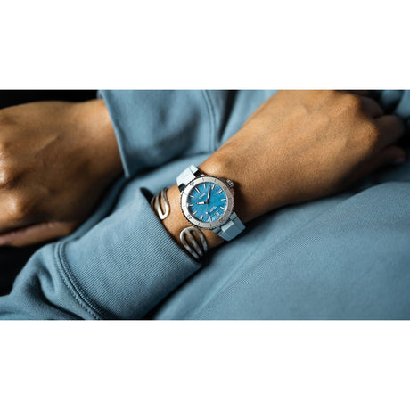 Aquis Date Blu Egeo Gomma-Orologi-ORIS-Gioielleria Granarelli