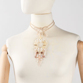 Collana Corda con Pendente Cuore Corno e Pietrine-Girocolli-AMLÈ-Gioielleria Granarelli