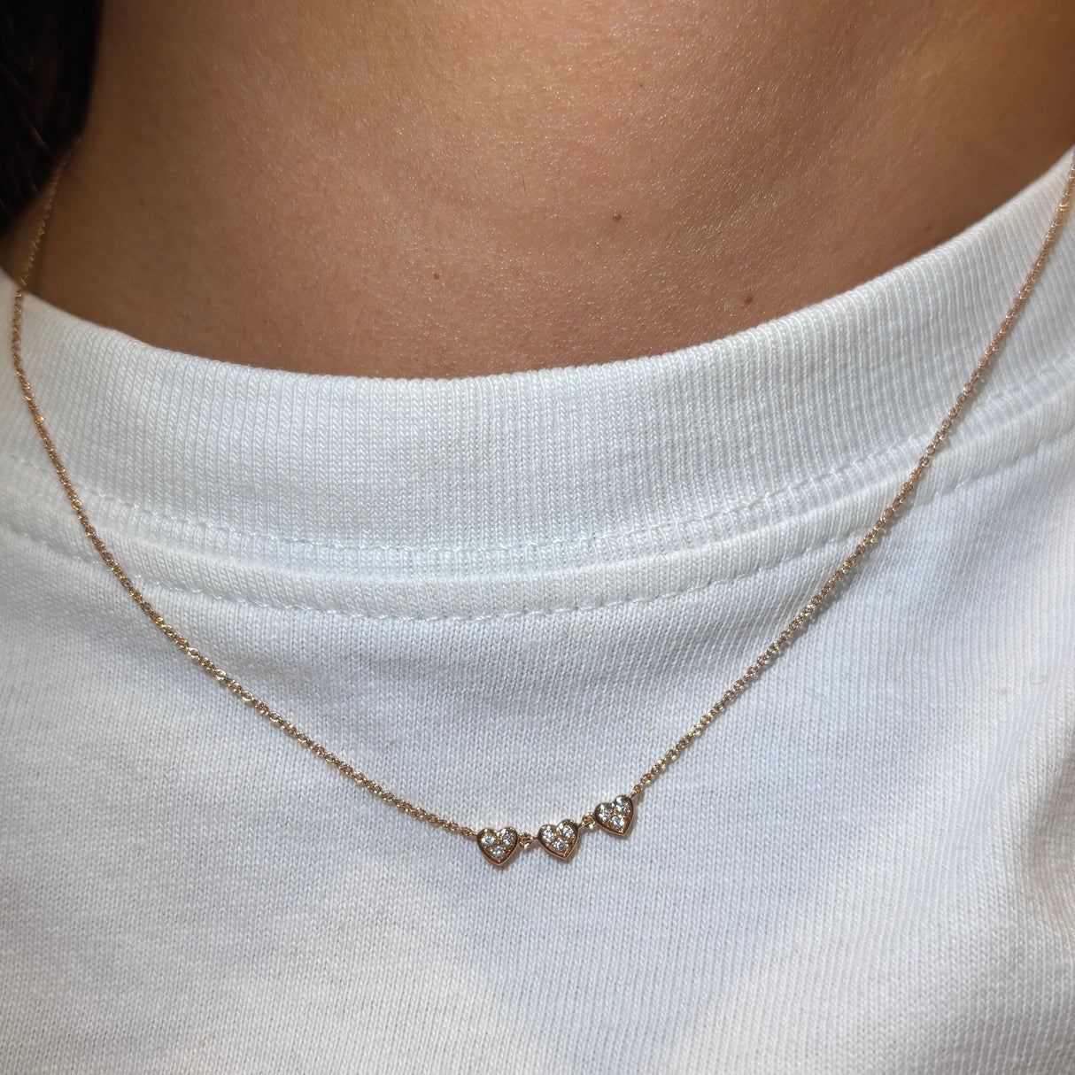 Girocollo 3 mini cuori in oro rosa