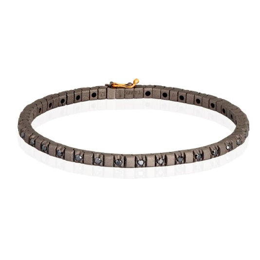 Tennis bracelet titanium and black diamonds 5 points