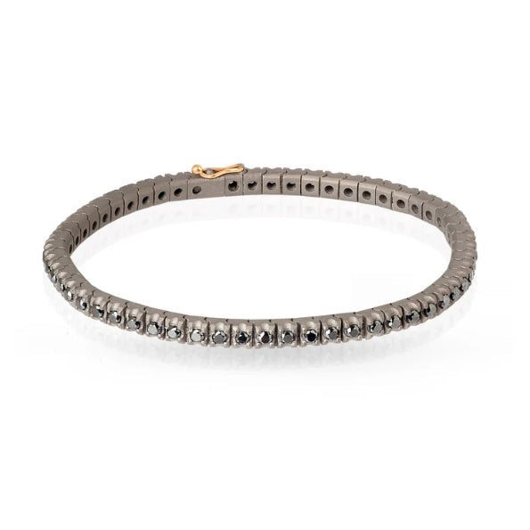 Bracciale Tennis Titanio e Diamanti Black 3 Punti