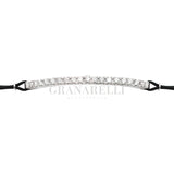 Bracciale Barretta Diamanti Bianchi Misura grande in Oro Bianco e cordino, CURVO