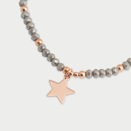 Bracciale elastico micro pietre e ciondolo stella oro rosa-Bracciali-RUE DES MILLE-Gioielleria Granarelli