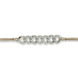 Bracciale Groumette In Oro bianco su cordino beige-Bracciali-GRANARELLI-Gioielleria Granarelli