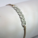 Bracciale Groumette In Oro bianco su cordino beige-Bracciali-GRANARELLI-Gioielleria Granarelli