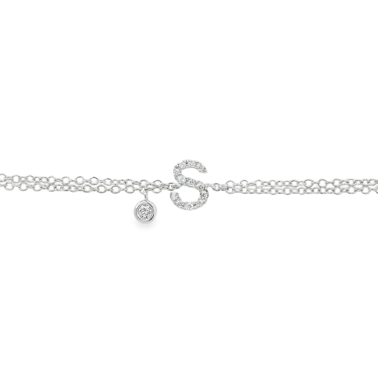 Bracciale Iniziale Lettera S con Diamanti