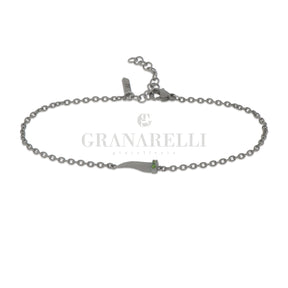 BRACCIALE CON CORNETTO MINI IN TITANIO E DIAMANTI VERDI-Bracciali-MANO-Gioielleria Granarelli