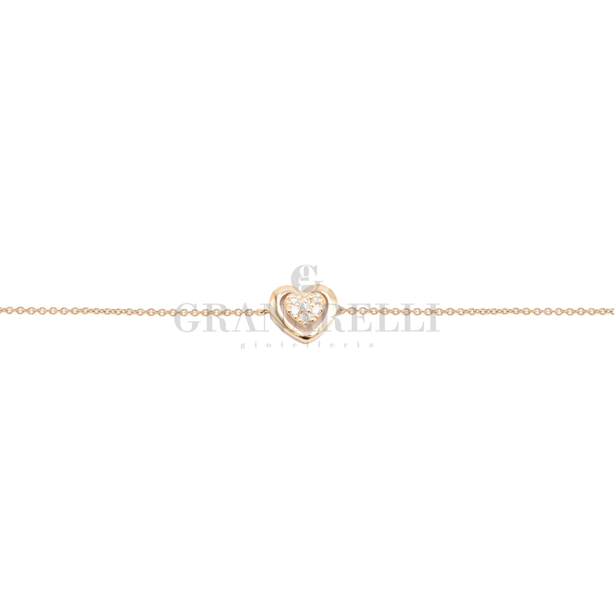 Bracciale Cuore in Oro Rosa e Diamanti