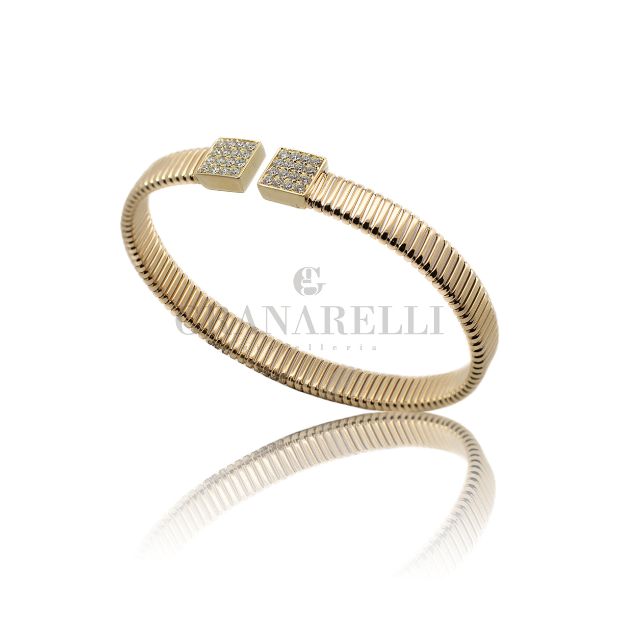 Tubogas bracelet with yellow gold diamonds