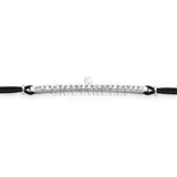 Bracciale Barretta Diamanti Bianchi Misura Media in Oro Bianco cordino nautico