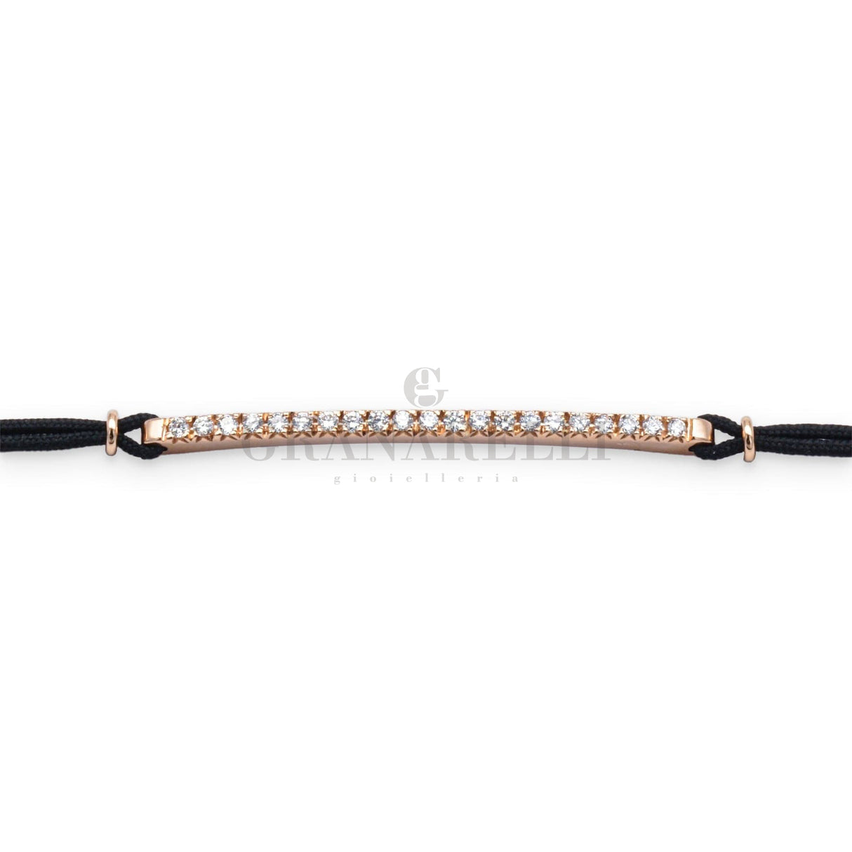 Bracciale Barretta Diamanti Bianchi Misura Media in Oro Rosa cordino nautico