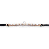 Bracciale Barretta Diamanti Bianchi Misura Media in Oro Rosa cordino nautico