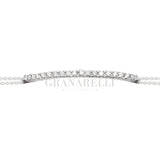 Bracciale Barretta Diamanti Bianchi Misura grande in Oro Bianco e catena, DIRITTA