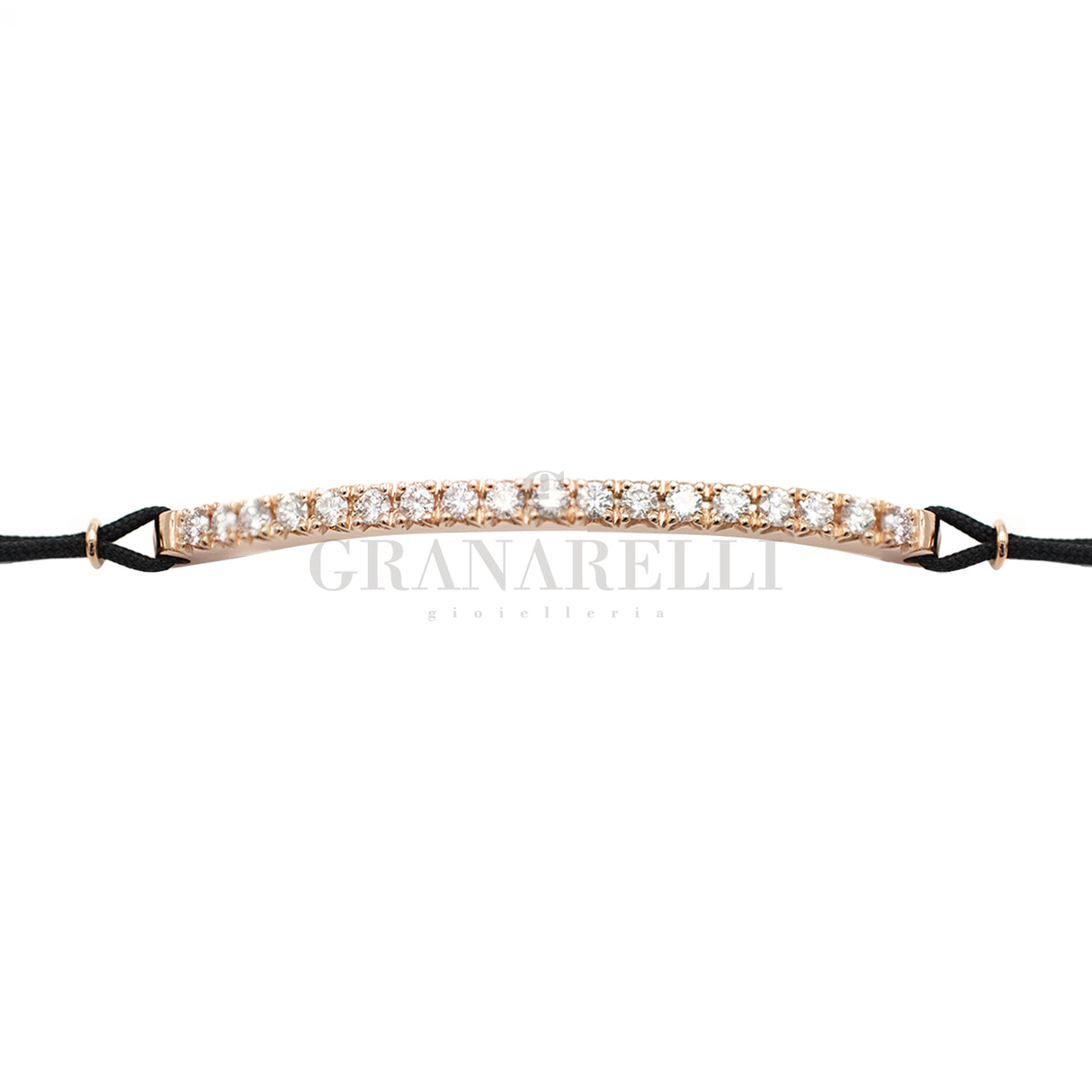 Bracciale Barretta Diamanti Bianchi  Misura grande in Oro Rosa cordino nautico