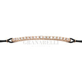 Bracciale Barretta Diamanti Bianchi  Misura grande in Oro Rosa cordino nautico