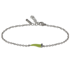 BRACCIALE CON CORNETTO MINI SMALTATO VERDE MILITARE E DIAMANTI BLACK-Bracciali-MANO-Gioielleria Granarelli