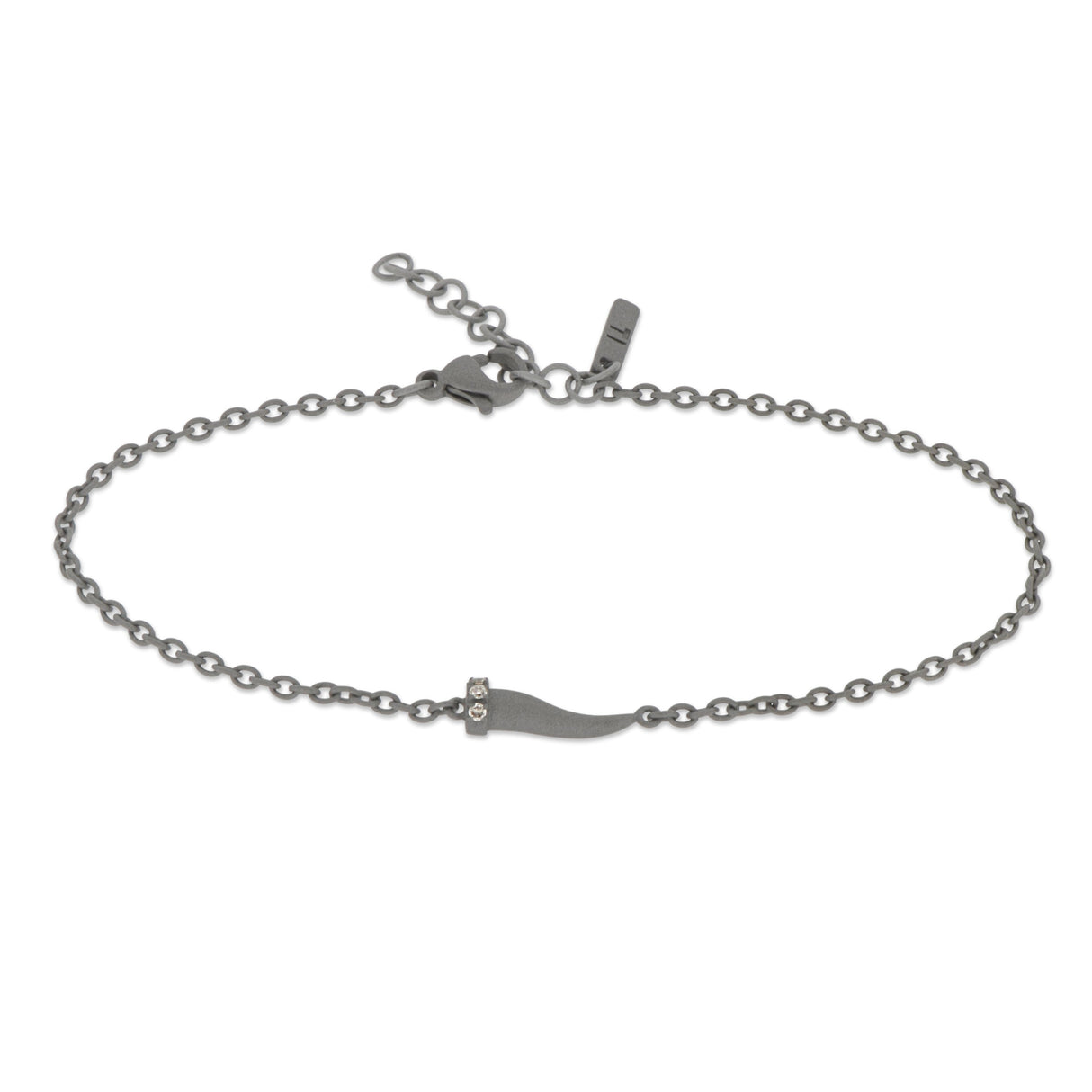BRACCIALE CON CORNETTO MINI IN TITANIO E DIAMANTI BROWN