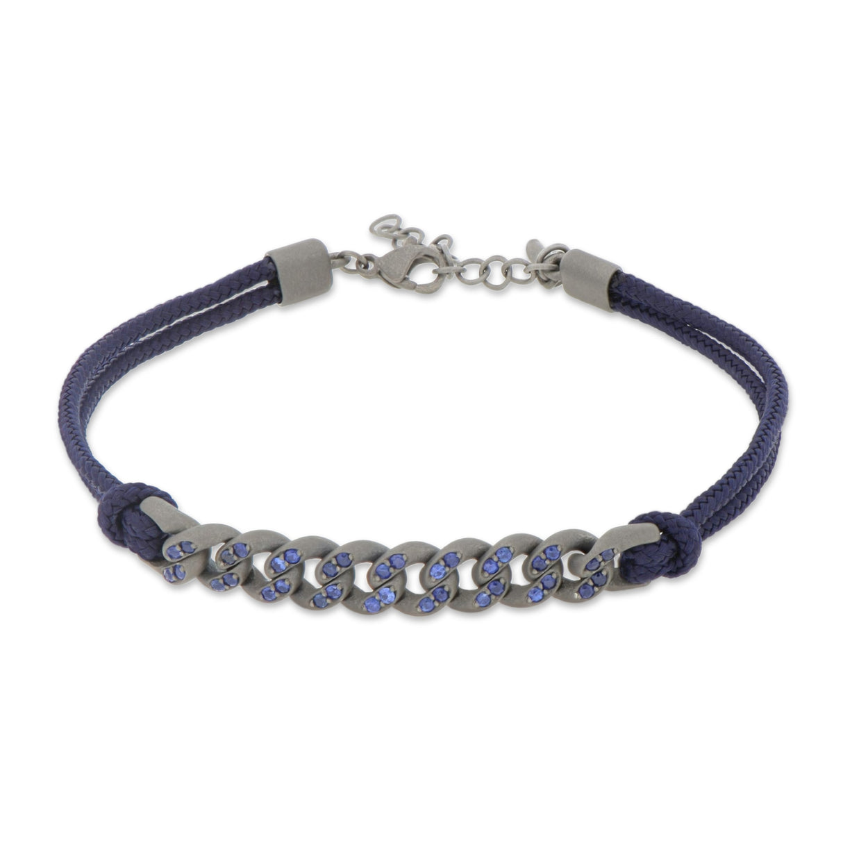 Bracciale Groumette Titanio Zaffini Blu Cordino Blu Scuro