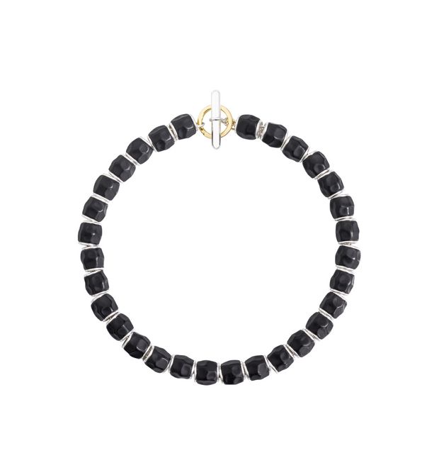 Bracciale Granelli Argento e Resina Nera