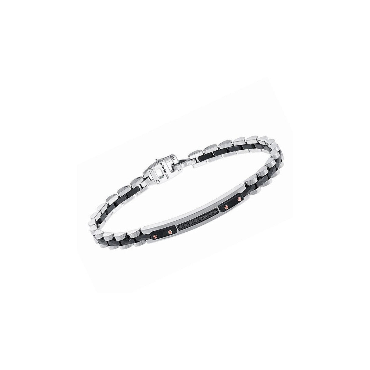 Bracciale Ceramica Acciaio e Spinelli Neri-Bracciali-ZANCAN-Gioielleria Granarelli