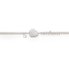 Bracciale Cuore Bombato con Diamanti 0.22kt Oro Bianco-Bracciali-CRIVELLI-Gioielleria Granarelli