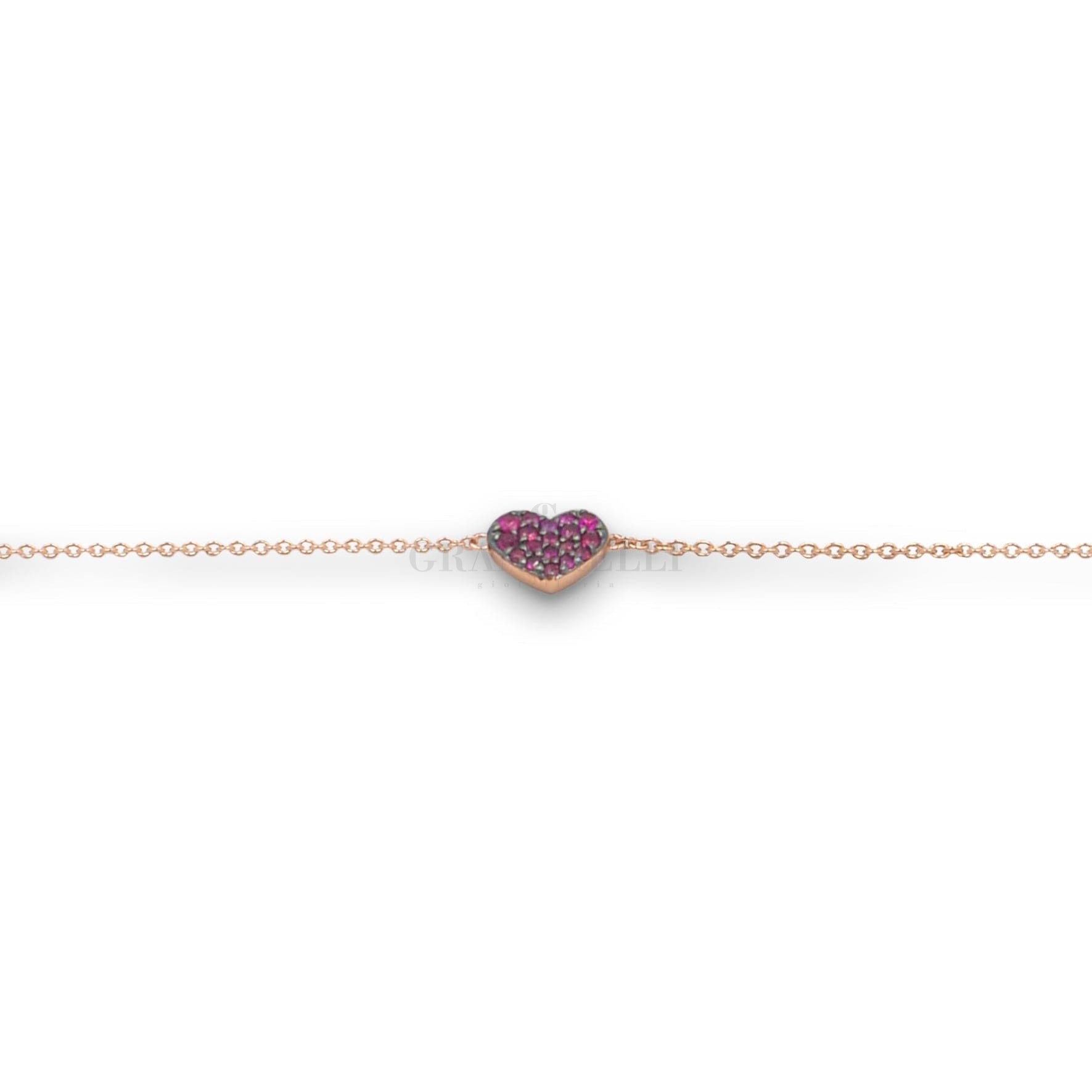 Bracciale Regolabile A Cuore In Oro Rosa Con Nastro Tessuto Marrone - Fatto A Mano In Germania In Confezione Regalo