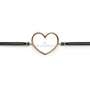 Bracciale Cuore silhouette in Oro Rosa su cordino-Bracciali-GRANARELLI-Gioielleria Granarelli
