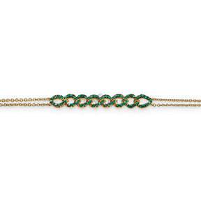 Bracciale Groumette Smeraldi con catena doppia in Oro Giallo-Bracciali-BUONOCORE-Gioielleria Granarelli