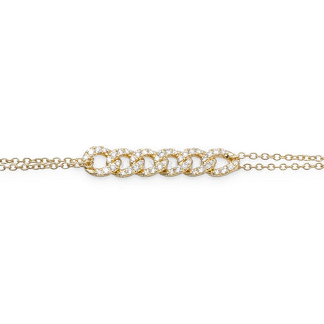 Bracciale Groumette doppia catena in Oro Giallo e Diamanti-Bracciali-CRIVELLI- [SKU] -Gioielleria Granarelli