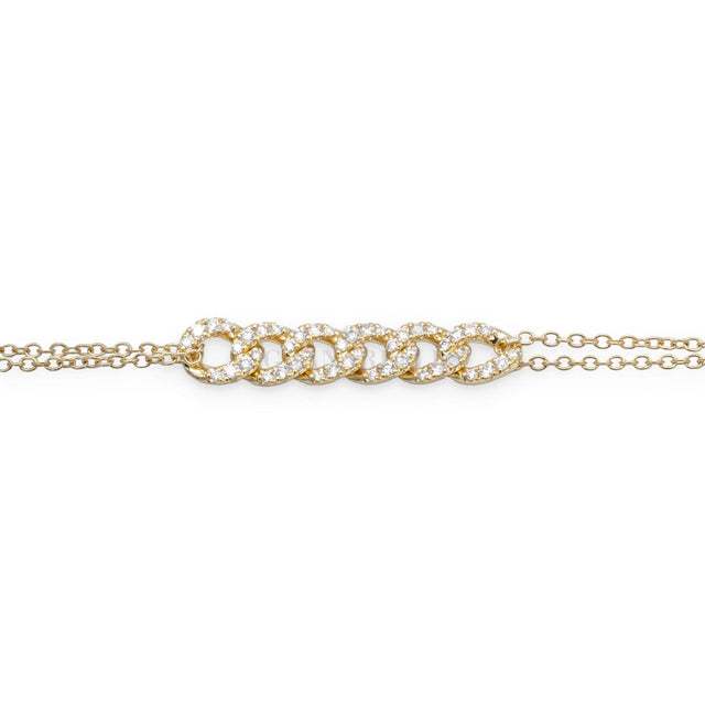 Bracciale Groumette doppia catena in Oro Giallo e Diamanti-Bracciali-CRIVELLI- [SKU] -Gioielleria Granarelli
