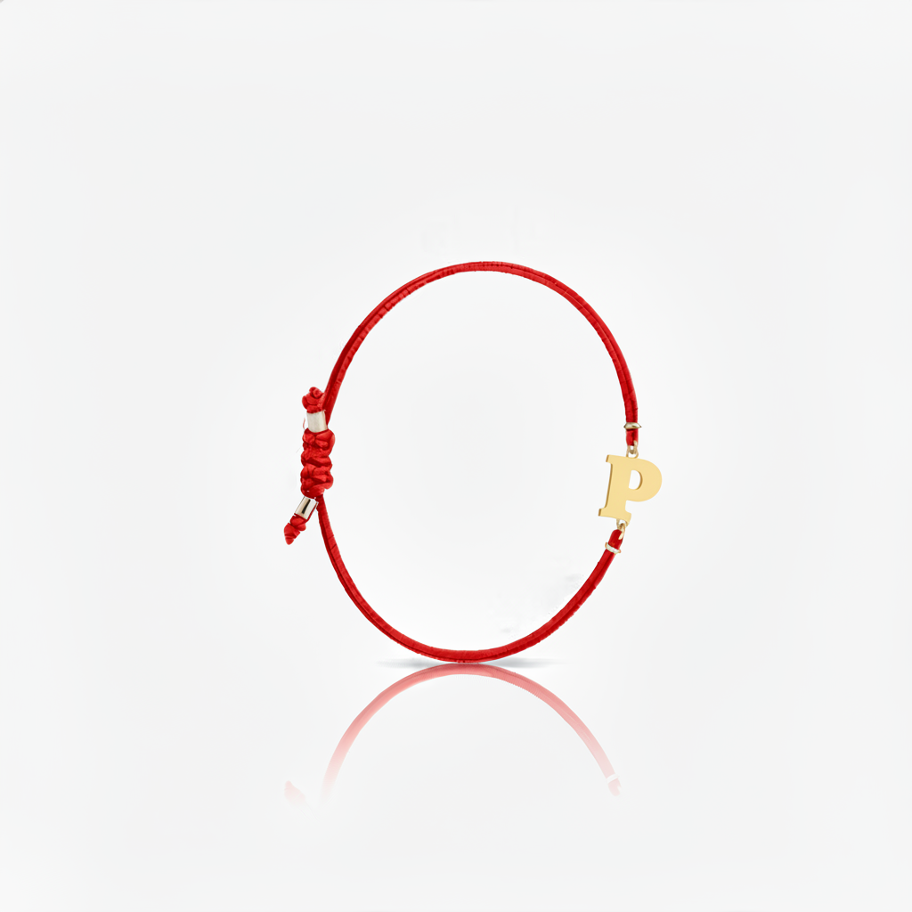 Initial bracelet on black cord